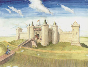 Représentation du château de Stirling au 14e siècle