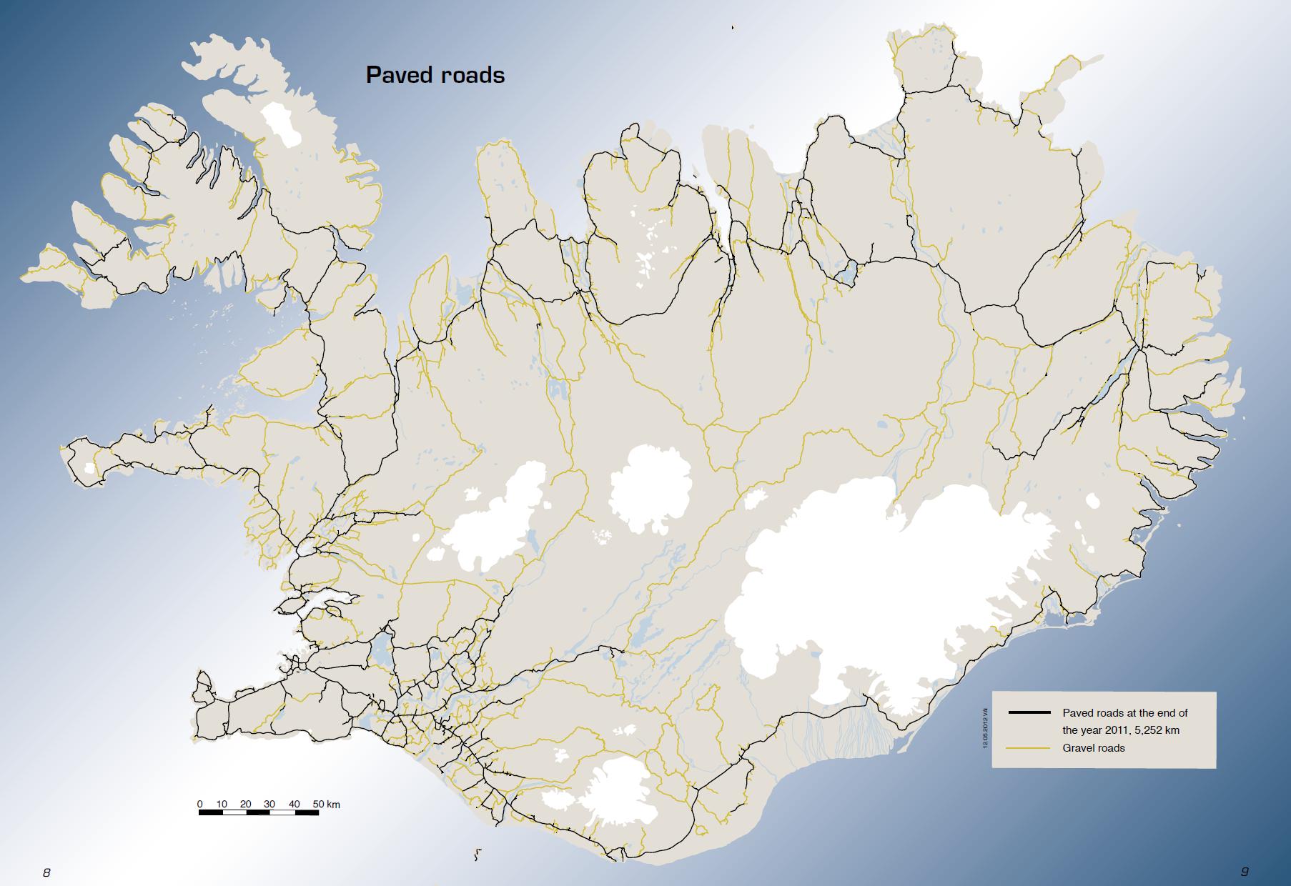 Routes aspahaltées en Islande